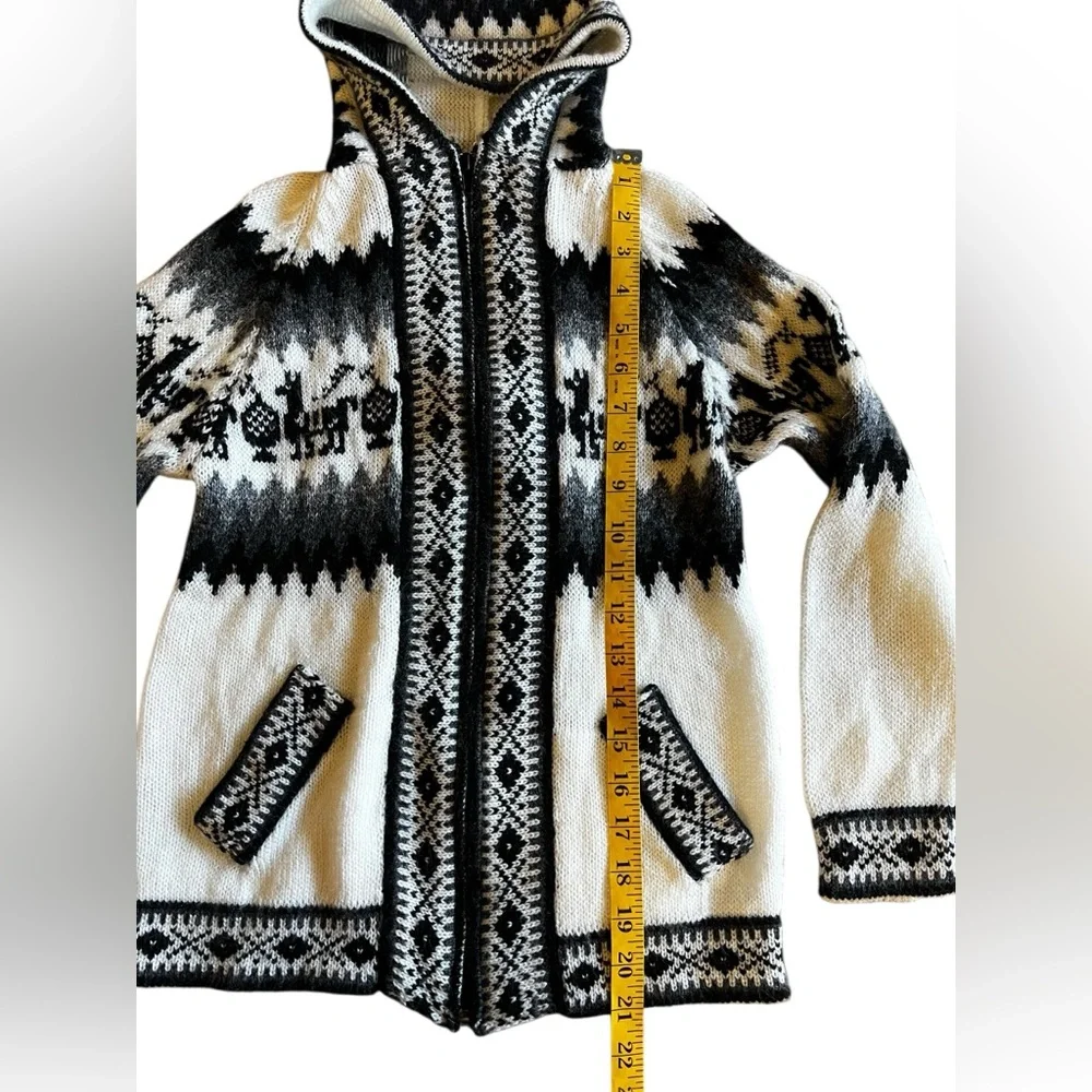 ALPACA Artisan Knit Peruvian Full-Zip Youth M /10yo Sweater Jacket Cozy Unisex